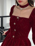 Purpdrank - Autumn and Winter New Sexy Velvet Dresses Women Long Sleeve Mini Dress For Girls Cute Clothes Party Outfits Femme