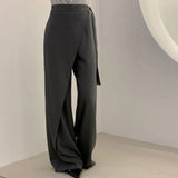 Purpdrank  Spring Summer Asymmetrical Women's Wide Leg Pants 2025 New High Waist Solid Side Button Elegant Casual Pants for Women