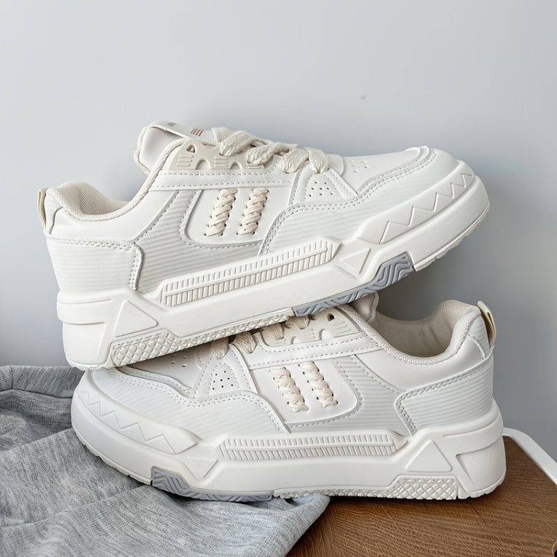 Womens Fashionable Platform Sneakers - Ultra-Comfortable Low Top Lace-Ups - Stylish Walking Shoes for Trendy Vacations