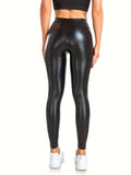 Sexy High-Waist Corset Leather Pants - Y2K Inspired, Body-Shaping Stretch Fit, Non-Sheer Cropped Trousers for All-Season Weekend Casual