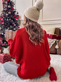 Merry Christmas Batwing Sweater - Pullovers with Elegant Turtle Neck, Long Sleeve, Fall and Winter Women's Clothing with Festive Pattern