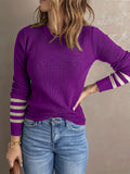Stylish Color Block Crew Neck Sweater - Soft, Cozy, and Elegant Long Sleeve Winter Knitwear for Women - Perfect for Fall and Winter Fashion, Casual Daily Wear, and Outdoor Activities