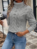 Cozy Cable Knit Turtle Neck Sweater - Women's Elegant Long Sleeve Pullovers for Fall & Winter - Soft, Warm, and Chic Clothing for Ladies