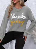 Elegant Fall/Winter Knit Sweater for Women - Cozy Long Sleeve, Crew Neck with Chic Letter Tape Detail