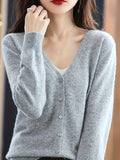 Chic Lightweight Cardigan - Womens V-Neck Button-Down, Soft Knit, Versatile for Spring & Autumn