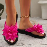 Purpdrank All-Season Floral Embellished Flip-Flops - 1pc Women'S Solid Color Slip-On Vacation Style - Fabric Upper, EVA Sole & Insole, Mid Heel