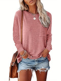 2 Pack Solid Color Long Sleeve Crew Neck T-Shirt, Casual For Spring & Fall, Women's Clothing