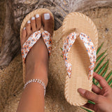 Purpdrank Women's Flower Pattern Flip Flops, Casual Clip Toe Summer Shoes, Lightweight Beach Shoes