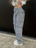 Y2k Multi-pocket Wide Leg Jeans, Hip Hop Style Leisure Loose Denim Cargo Pants, Women's Denim Jeans & Clothing - Perfect For Fall & Winter
