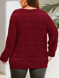 Chic Plus Size V-Neck Sweater – Breathable Hollow Out Design with Long Sleeves – Versatile Sheer Pullover for Everyday Wear