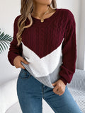Cozy Cable Knit Crew Neck Sweater - Women's Casual Long Sleeve Pullover Sweater for Everyday Wear - Soft, Warm, and Comfortable Clothing for Winter