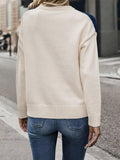 Stylish Color Block Crew Neck Pullover Sweater - Soft, Long Sleeve, Knitted, Casual, Fall & Spring Essential - Women's Clothing for Everyday Wear