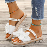 Purpdrank Casual Lightweight Slide Sandals - Women's Bowknot Decor Open Toe Flat Summer Shoes
