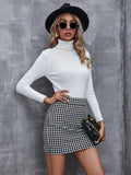 Stylish Women's High Waist Elegant Houndstooth Skirt for Work & Office, Fashion Clothing