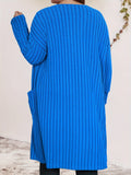 Purpdrank Cozy Plus Size Solid Color Open Front Cardigan - Soft, Long Sleeve, Dual Pockets, Casual, Fall Essential - Women's Comfortable Plus Size Clothing for Everyday Wear