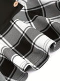 Trendy Plaid Print Tunic Top - Asymmetrical Button-Decorated Design with Color Block - Versatile for Spring & Fall - A Must-Have for Fashion-Savvy Women