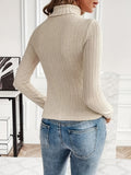 Turtle Neck Sweater - Elegant, Slim-Fit, Long Sleeve, Solid Color, Cut Out Design, Fall and Winter Essential, Women's Clothing