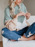 For Fall & Winter, Casual Long Sleeve Color Block Crew Neck Sweater, Women's Clothing