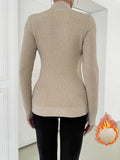 Womens Cozy Fleece Mock Neck Sweater - Long Sleeve Thermal Pullover, Stylish & Warm, Perfect for Casual Winter Days - A Versatile Elegant Wardrobe Essential
