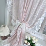 Purpdrank  2pcs Pastoral Floral Sheer Curtains, Romantic Lace Yarn Voile Drapes for Cafe, s' Room, Bedroom Decor, 59 Inches Wide