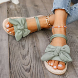 Purpdrank Casual Lightweight Slide Sandals - Women's Bowknot Decor Open Toe Flat Summer Shoes