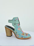 Purpdrank Women's Embroidered & Studded Decor Chunky Heeled Boots, Slingback Faux Leather Ankle Boots, Women's Footwear