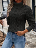 Cozy Cable Knit Turtle Neck Sweater - Women's Elegant Long Sleeve Pullovers for Fall & Winter - Soft, Warm, and Chic Clothing for Ladies
