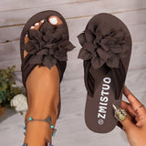 Purpdrank [Satin Flower Flat Sandals] Women's Satin Flower Flat Sandals, Stylish & Lightweight Open Toe Non-Slip Beach Flip Flops, Casual Summer Slides