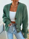 Cozy Chic Solid Button Down Knit Cardigan - Soft, Casual, Long Sleeve, Loose Fit Sweater for Women - Perfect for Everyday Wear, Work, or Date Night - Women's Clothing
