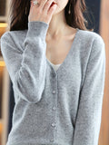 Chic Lightweight Cardigan - Womens V-Neck Button-Down, Soft Knit, Versatile for Spring & Autumn