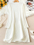 Casual Chic Solid Sweater Dress - Cozy Acrylic Knit, Comfort Fit Crew Neck for Stylish Women's Fall/Winter Wardrobe