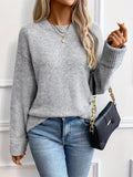 Cozy Crew Neck Sweater - Soft, Elegant, Long Sleeve, Solid Color, Fall & Winter Essential - Women's Fashionable Clothing for Chilly Days