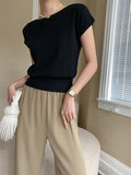 Purpdrank - Stylish Loose Solid Color Boat Neck Knitwear Pullovers Tops