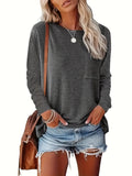 2 Pack Solid Color Long Sleeve Crew Neck T-Shirt, Casual For Spring & Fall, Women's Clothing