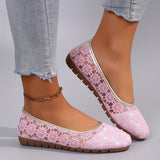 Purpdrank Soft Sole Breathable Comfy Women's Ballets, Floral Lace Pattern Slip On Elegant Shallow Mouth Flats
