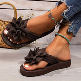 Purpdrank [Satin Flower Flat Sandals] Women's Satin Flower Flat Sandals, Stylish & Lightweight Open Toe Non-Slip Beach Flip Flops, Casual Summer Slides