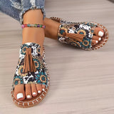 Purpdrank Boho Chic Tassel Slide Sandals - Unisex, Lightweight & Comfortable, Colorful Geometric Pattern Upper with Brown Cover Tassel, Non-Slip TPR Sole, Casual Summer Beach Shoes for Women and Men