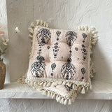 Purpdrank  2-Pack Bohemian Style Tassel Pillows - Soft, Durable Polyester Cushions with Floral Patterns, Perfect for Home & Office Decor, Machine Washable, All-Season Use, Office Decor Pillows | Bohemian Style Pillows | Durab