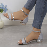 Purpdrank [Low-heeled Sequined Women's Sandals] Women's Low-heeled Sequined Sandals