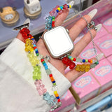Purpdrank  1pc Cute Bear Gummy Apple Watch Band, Dopamine Summer Candy Color Transparent Bear Strap | Compatible with iWatch Series 10/9/SE/8/Ultra 2, Adjustable Beaded Strap for 46mm/42mm/41mm/40mm/44mm/45mm/49mm - Simple &