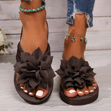 Purpdrank [Satin Flower Flat Sandals] Women's Satin Flower Flat Sandals, Stylish & Lightweight Open Toe Non-Slip Beach Flip Flops, Casual Summer Slides