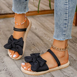 Purpdrank Casual Lightweight Slide Sandals - Women's Bowknot Decor Open Toe Flat Summer Shoes