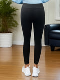 Plus Size Faux Leather Patch Leggings, Stylish Zip Front High Waist Stretchy Leggings, Women's Plus Size Clothing