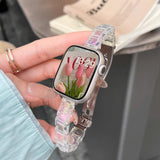 Purpdrank  1pc Elegant White Laser Resin Strap for iWatch Series 3-10, SE, 38mm-49mm, Synthetic Resin Foldover Clasp, Stylish Replacement Bracelet for Teenagers