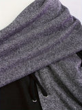 Color Block Knit Top - Chic Scarf Collar Accent, Adjustable Tie-Up Closure, Cozy Long Sleeves, Stylish Split Hem - Perfect for Womens Everyday Wear, Ideal for Casual Outings and Social Gatherings