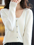 Chic Lightweight Cardigan - Womens V-Neck Button-Down, Soft Knit, Versatile for Spring & Autumn