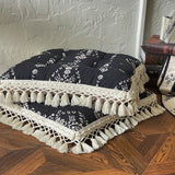 Purpdrank  2-Pack Bohemian Style Tassel Pillows - Soft, Durable Polyester Cushions with Floral Patterns, Perfect for Home & Office Decor, Machine Washable, All-Season Use, Office Decor Pillows | Bohemian Style Pillows | Durab