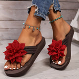 Purpdrank [Satin Flower Flat Sandals] Women's Satin Flower Flat Sandals, Stylish & Lightweight Open Toe Non-Slip Beach Flip Flops, Casual Summer Slides