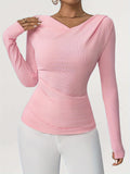 Rib Knit V Neck Sweater, Casual Long Sleeve Sweater For Fall & Winter, Women's Clothing
