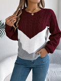 Cozy Cable Knit Crew Neck Sweater - Women's Casual Long Sleeve Pullover Sweater for Everyday Wear - Soft, Warm, and Comfortable Clothing for Winter